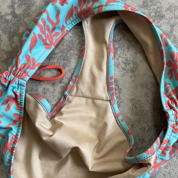 Milly Cabana 2 Piece Bikini Swimwear Coral Print Size m Top, L bottom - Picture 5 of 10
